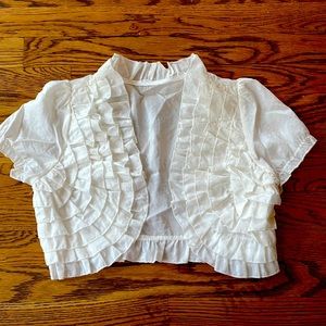 White ruffle shrug balero